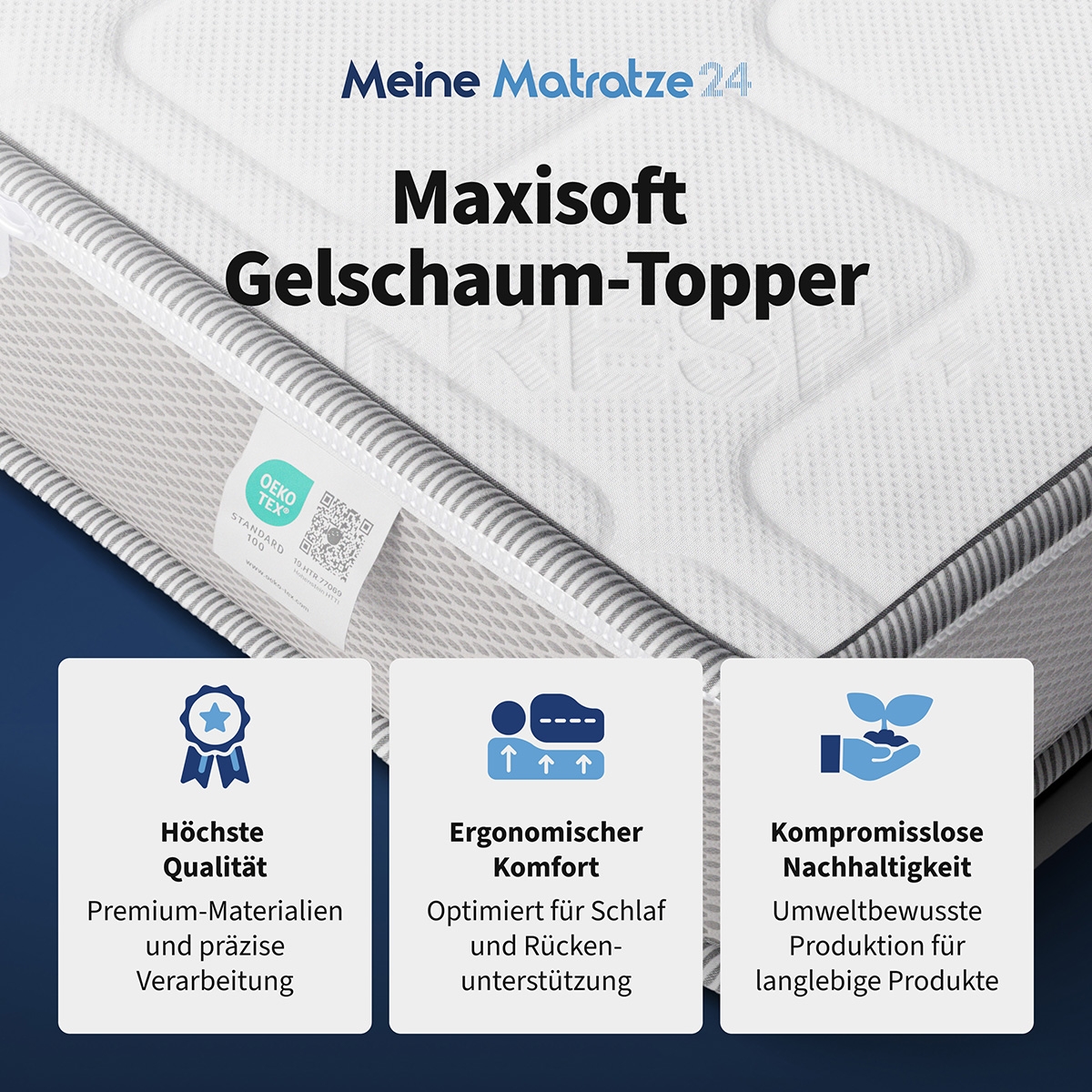 Eigenschaften AquaSoft Maxi Topper in Piktogrammen: Qualität & Nachhaltigkeit